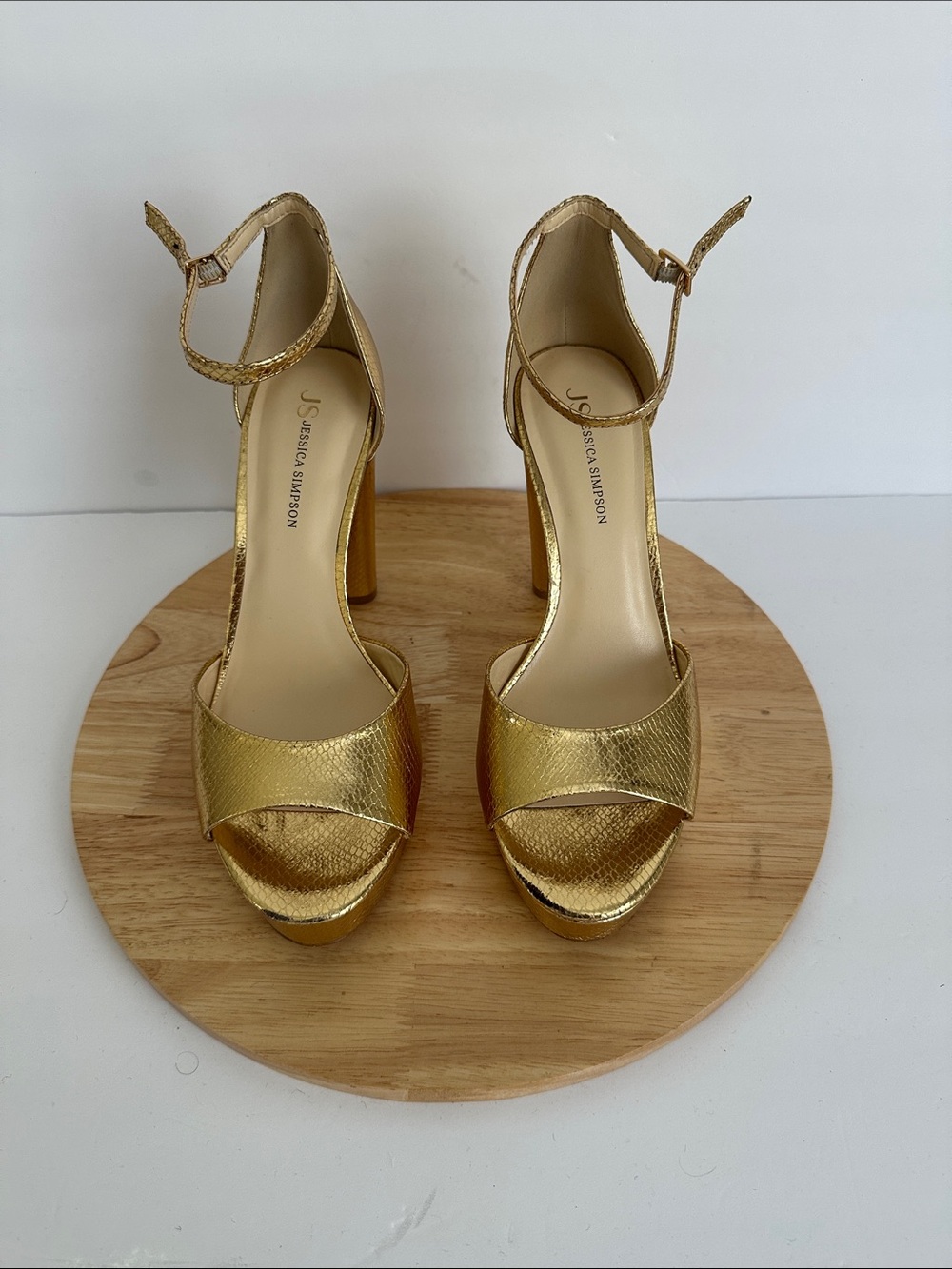 JS Jessica Simpson Izzella Womens Round Open Toe Block Heel Pumps